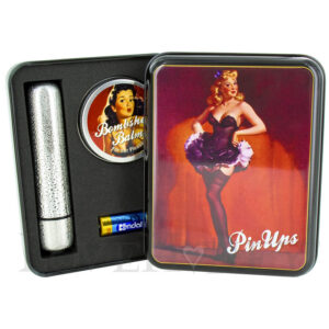 Pin Ups Glitter Silver Bullet Vibe and Bombshell Balm Gift Set dazzling Nancy and her glittery silver bullet Vibrator Gift Set